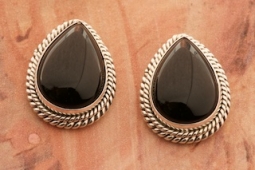 Artie Yellowhorse Genuine Black Onyx Sterling Silver Post Earrings